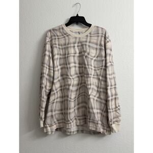 Adidas Originals Reveal Allover Print Graphic Sweater Brown Wavy Plaid Size XL